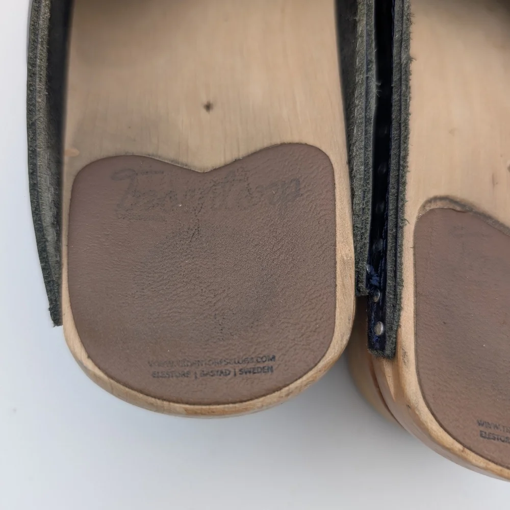 Troentorp Swedish Wooden Clogs Navy Blue Women's 38 - Picture 4 of 7